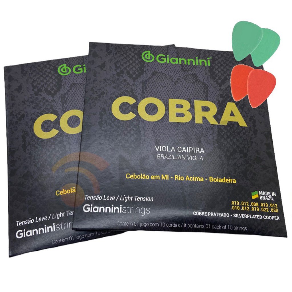 Kit Com 3 Jogos De Cordas Giannini Cobra Viola Tensao Leve