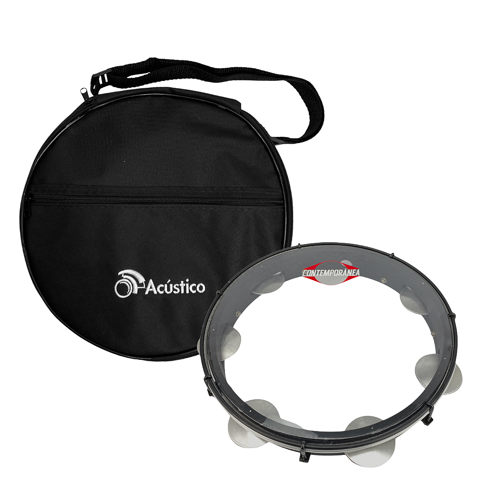 Contemporânea Kit Pandeiro 11 Preto Tar. Dupla Dourada + Bag