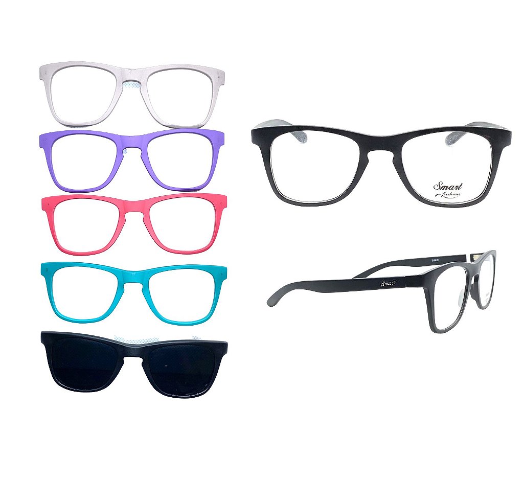 Armação para óculos de grau clip-on Troca-Frente Smart 931 - Lara Souza  Óptica - O seu óculos novo está aqui