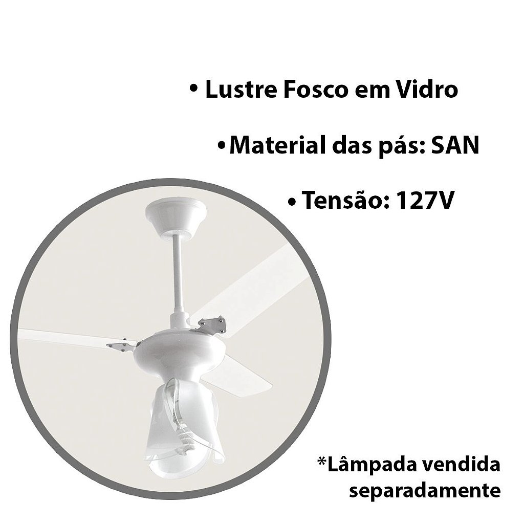 Ventilador De Teto Tron Lestia 110v Branco C/ Lustre - Eima Soluções  Elétricas