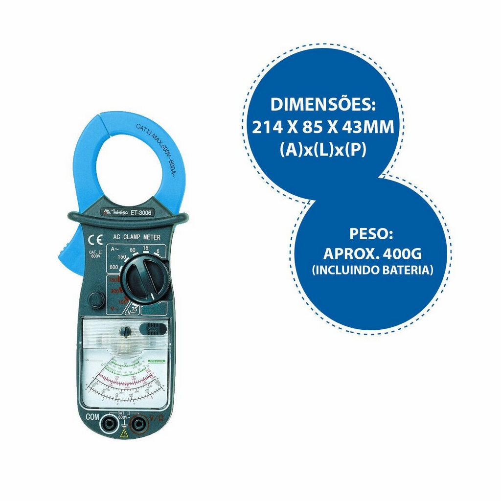 Pinzas amperimétricas analógicas Minipa ET-3006 - ToolBoom