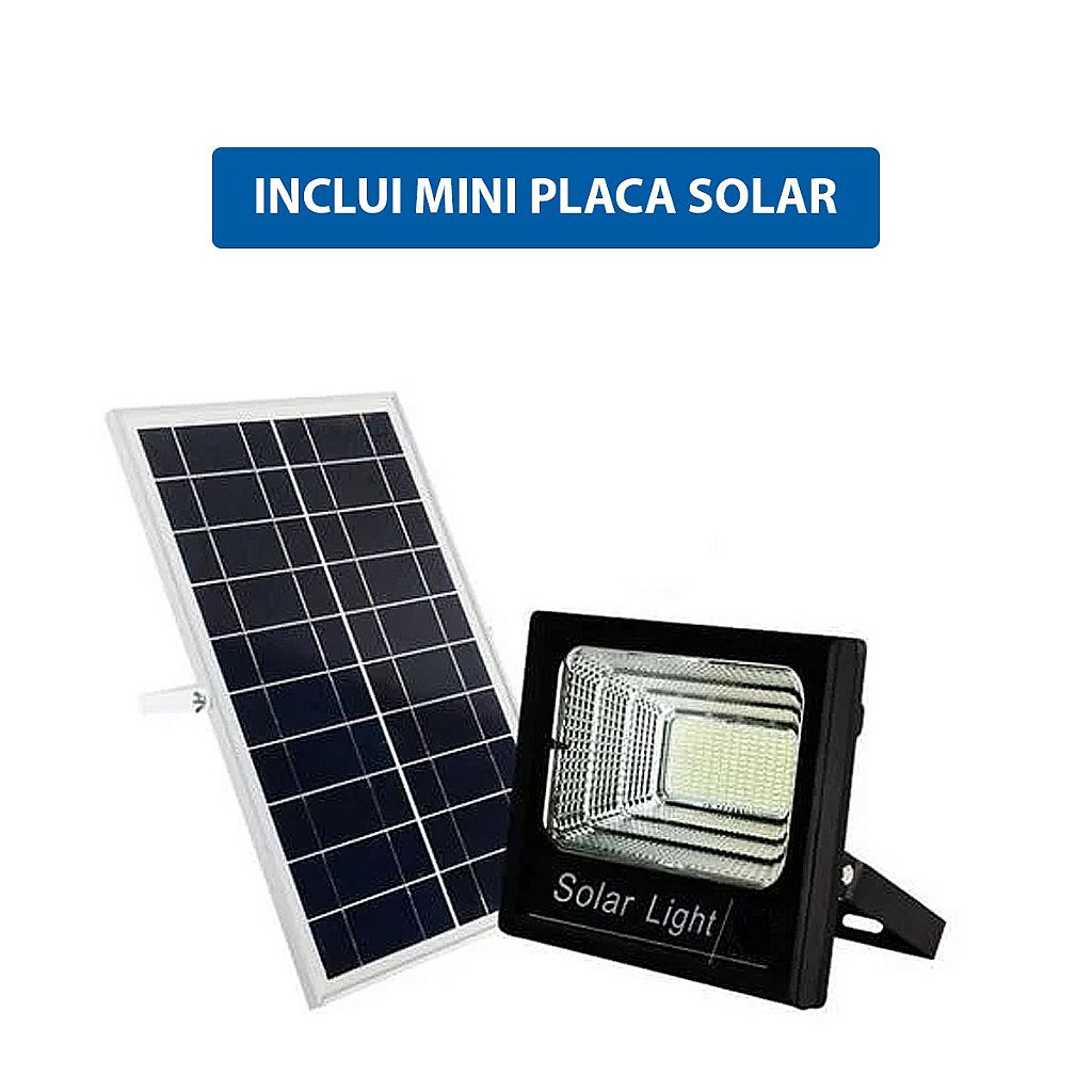 Refletor Solar Led 60W 6500K 1500 Lúmens c/ Bateria, Controle Remoto,  Sensor de Presença e Fotocélula Solar Light - Eima Soluções Elétricas
