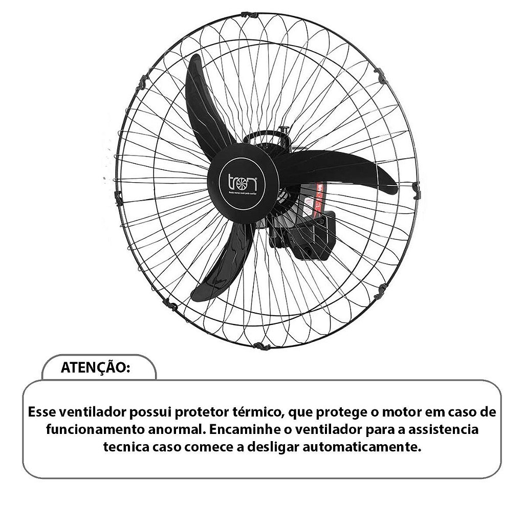 Ventilador Oscilante 60cm de Parede Preto Bivolt Aço Tron - Eima Soluções  Elétricas