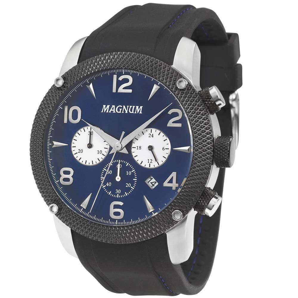 Relógio Magnum Prata Relógios Masculino Visor Preto Comum