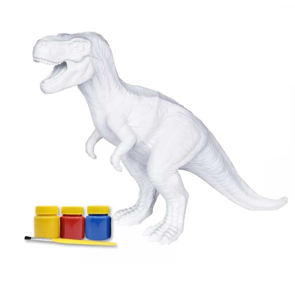 Dinossauro REX para Pintar com Mecanismo de Mordida - Kit 6 Cores