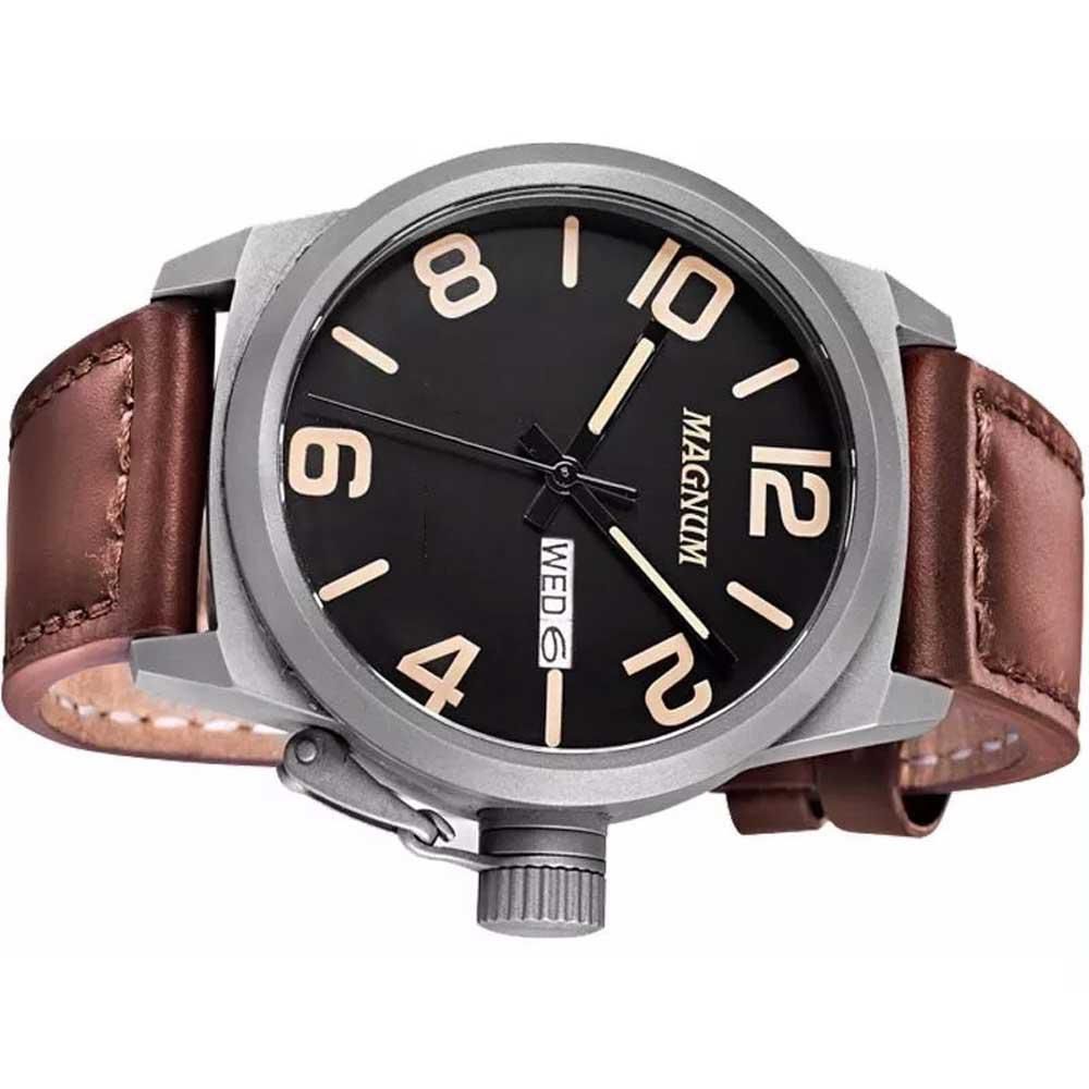 Relógio Masculino Magnum Pulseira Couro Preta MA33399P - Relógio