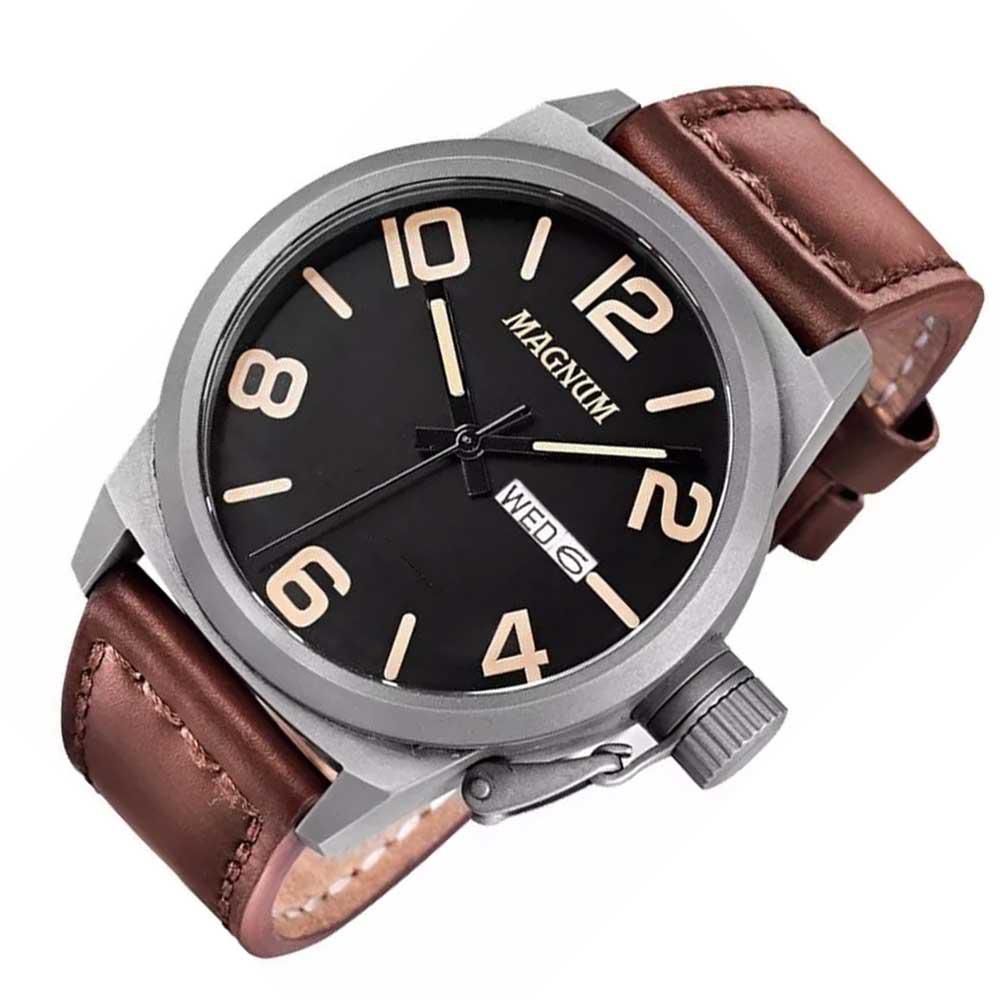 Relógio Magnum Masculino Ma33399m Calendario Pulseira Couro