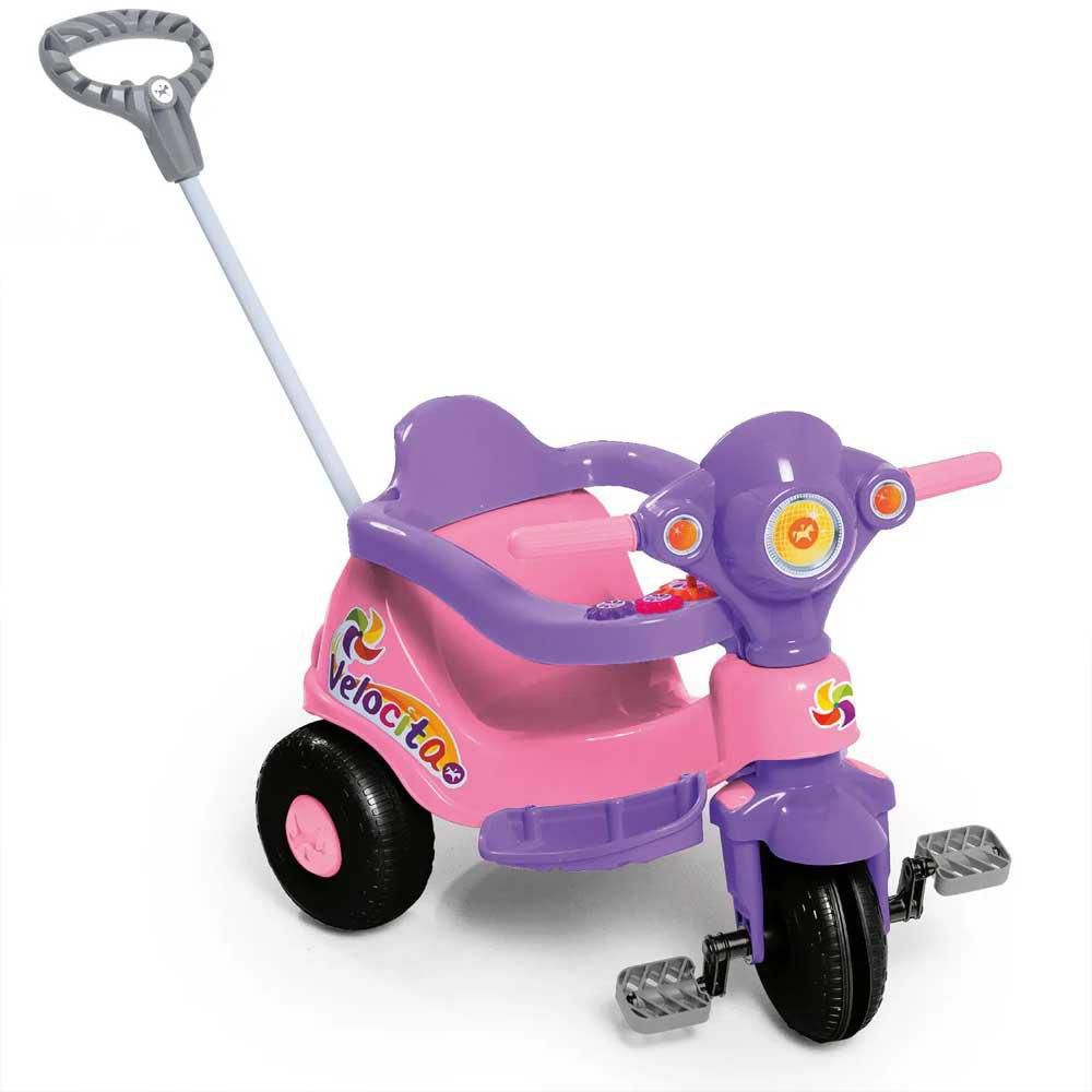 Triciclo de Passeio e Pedal - Moto Uno - Rosa - Calesita