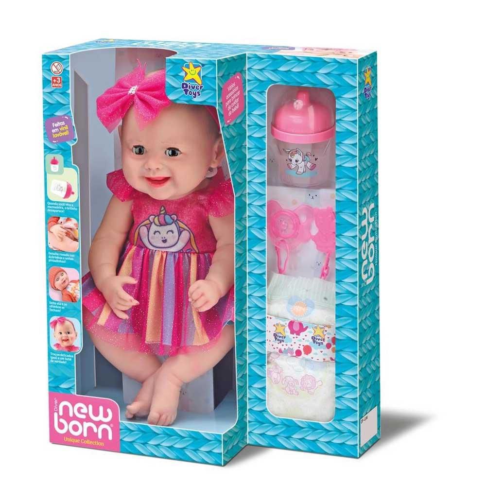 Boneca Mini Bebê Reborn New Born Banho - 8210 - Divertoys - Real Brinquedos