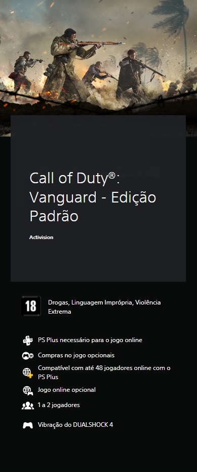Jogo Call Of Duty Vanguard Ps4 Mídia Física