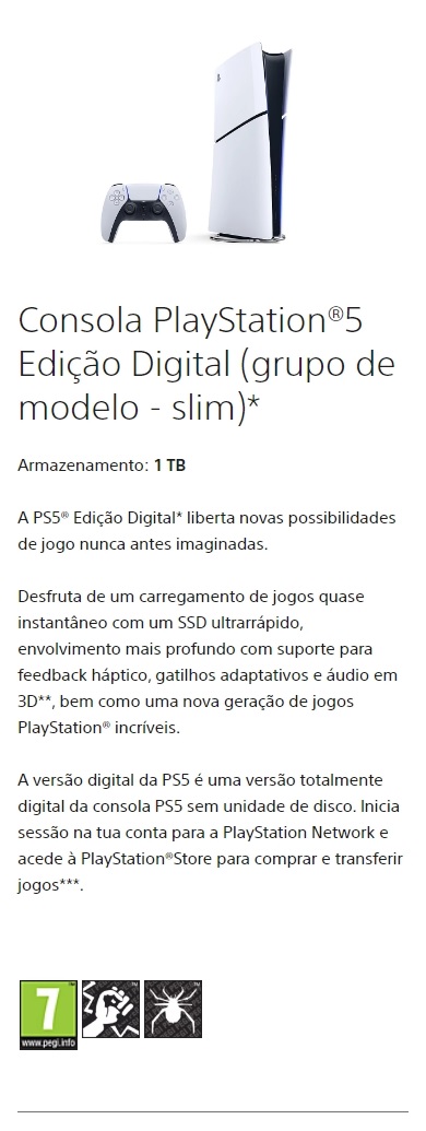 Sony-Console PlayStation 5, Edição Digital PS5, Armazenamento para