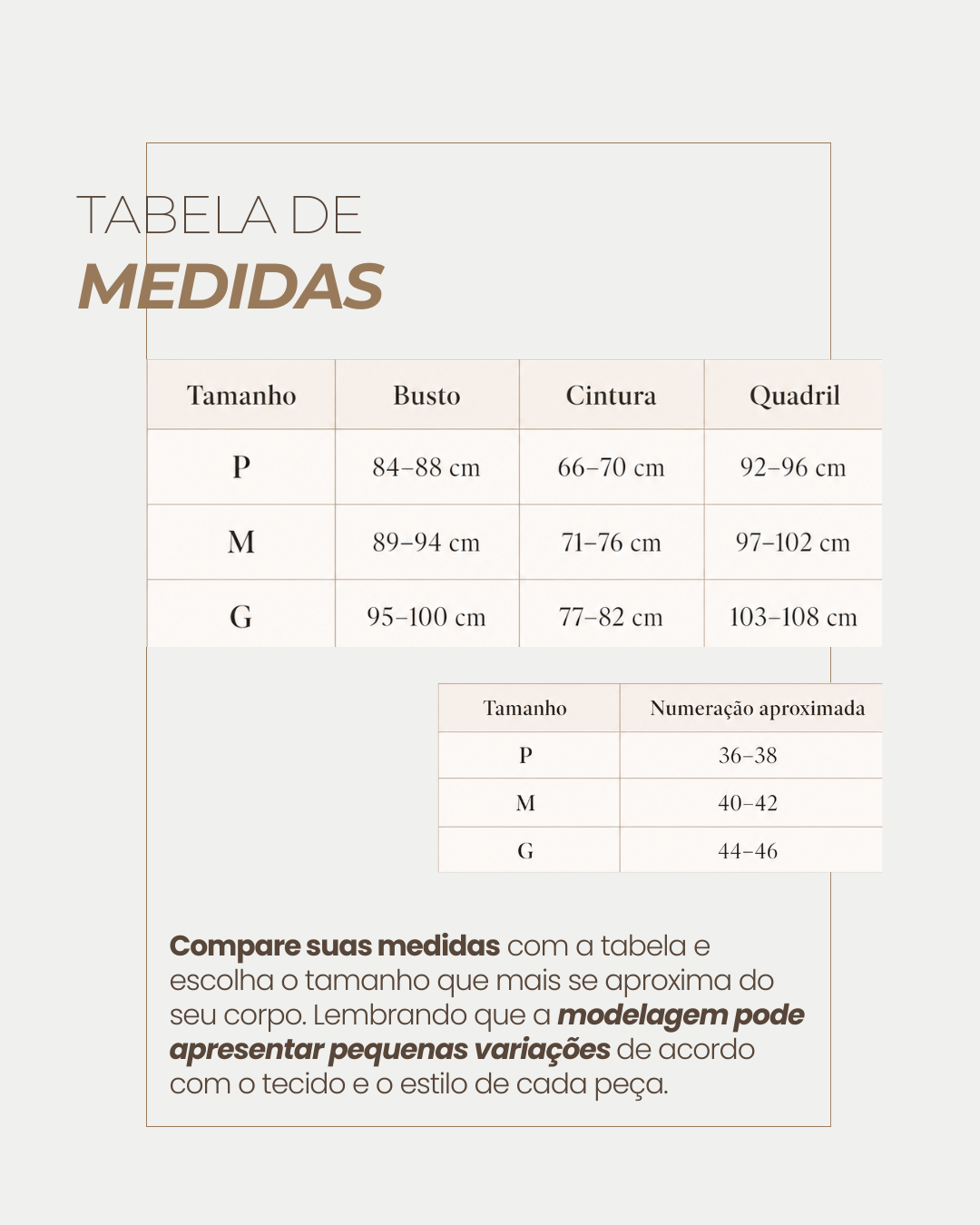 Tabela de medidas