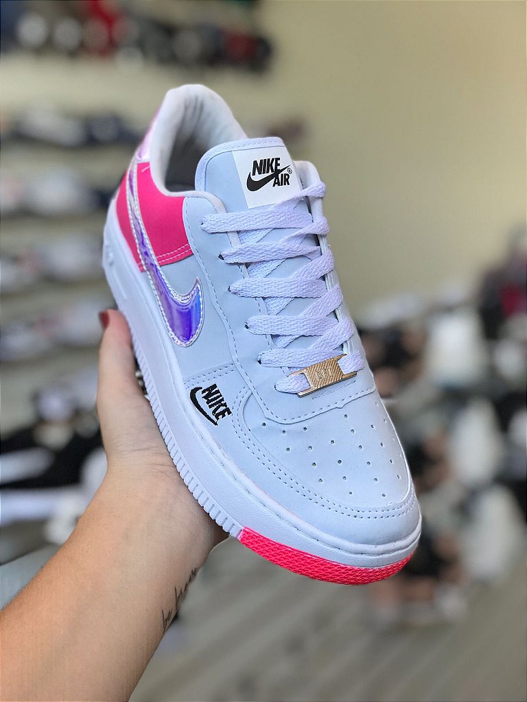 Tênis Nike Air Force Branco e Rosa - Moda Brás