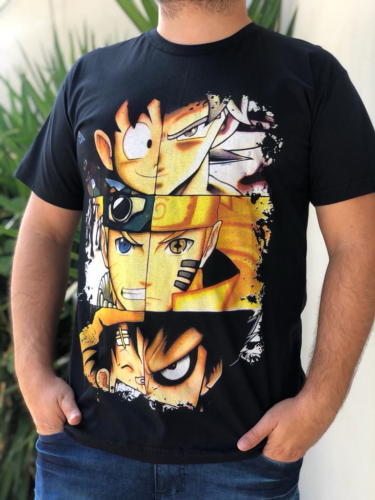 Camiseta juvenil anime clássico preta, Naruto