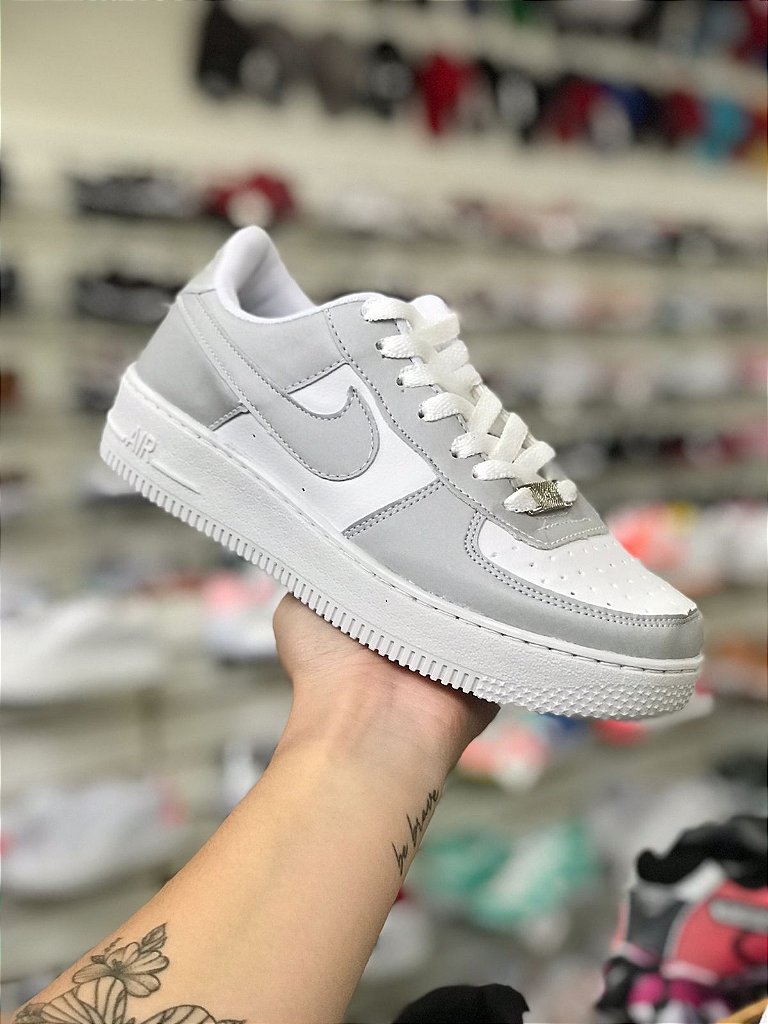 Nike Air Force Branco e Cinza - Moda Brás