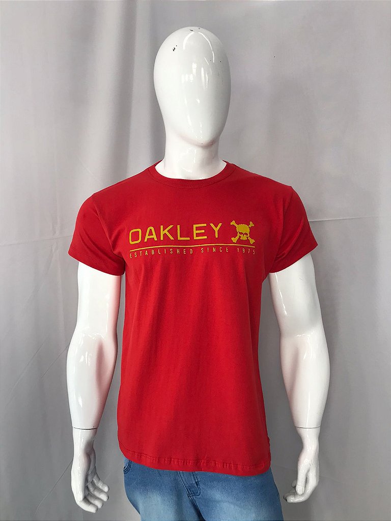 Oakley Camiseta masculina com caveira dispersa, Ferro vermelho, M :  : Moda
