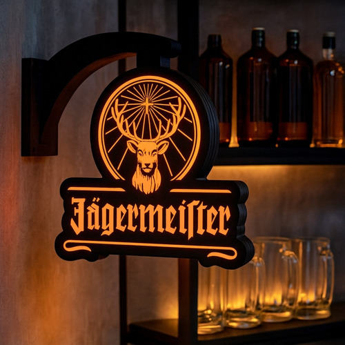 Jägermeister 冷蔵庫 LED照明付き Luminoso Dupla Face Jagermeister - EU CURTO ISSO DECORATIVOS