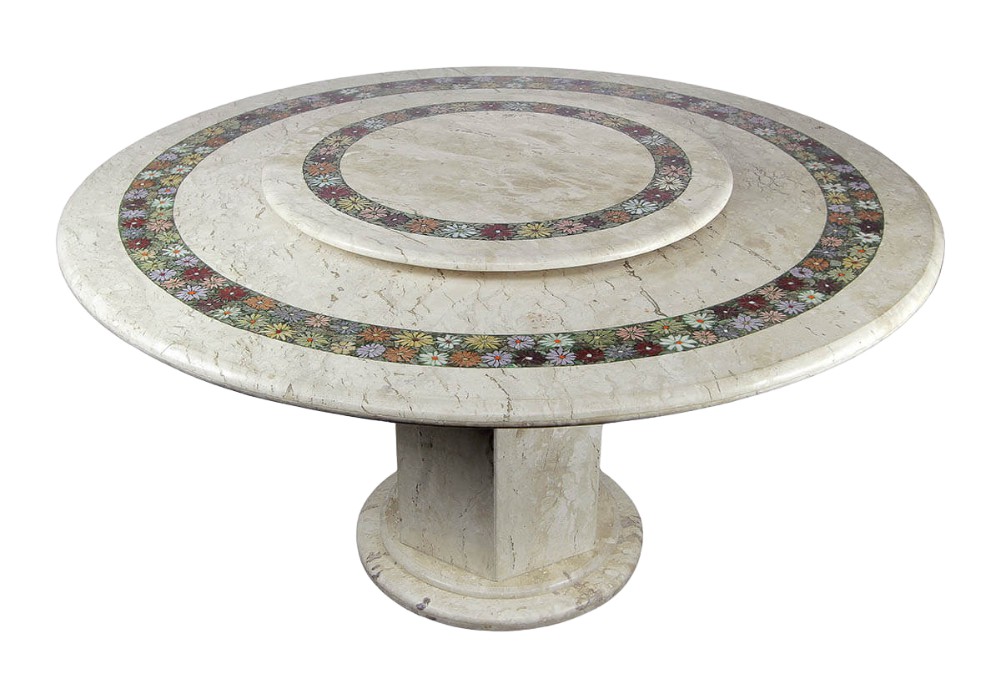 Mesa Giratória 150Ø em bege-bahia com mosaico Ref. 281 - Stone Art
