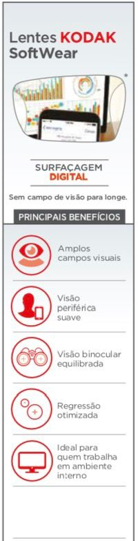 Lista de benefícios da lente ocupacional Kodak Software
