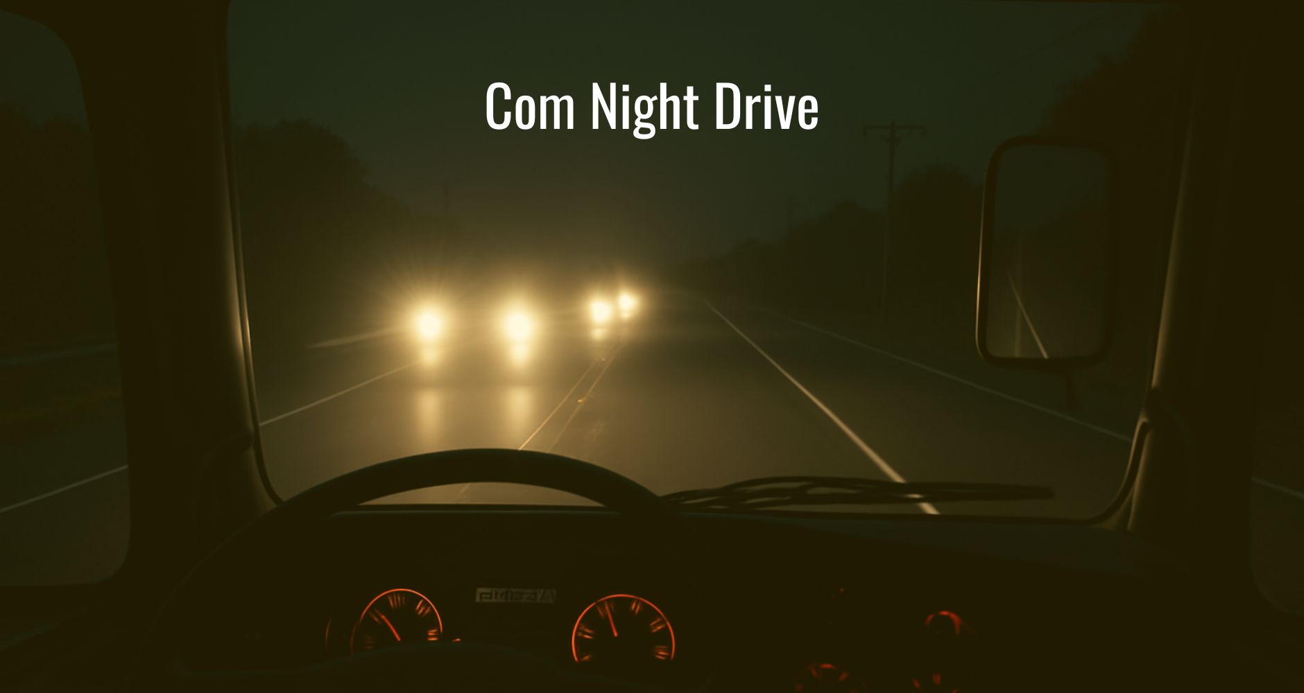 Visão de motorista na estrada à noite com a lente Night Drive do óculos 3 em 1 da Óculos Vine