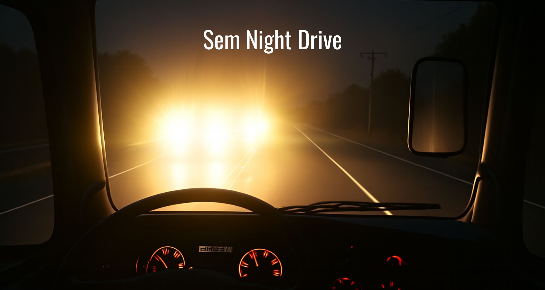 Visão de motorista na estrada à noite com a lente Night Drive do óculos 3 em 1 da Óculos Vine