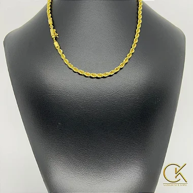 Corrente Cordão Baiano 5mm - Fecho Gaveta - Banhada a Ouro 18k; conceitokjoias.com.br