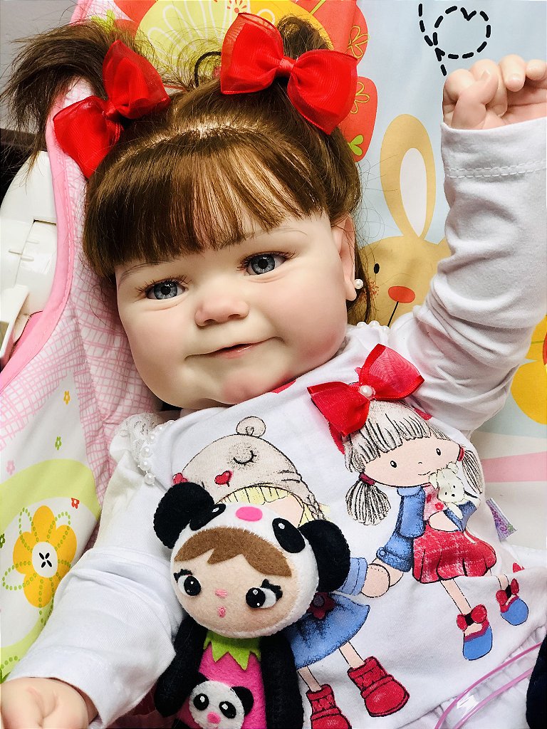 BEBÊ REBORN REALISTA CABELINHO FIO A FIO BELINHA TODA EM SILICONE