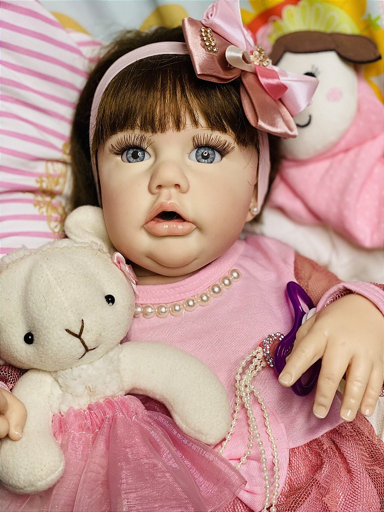 Bebê Reborn Realista Loira De Silicone Princesa Real Rosa