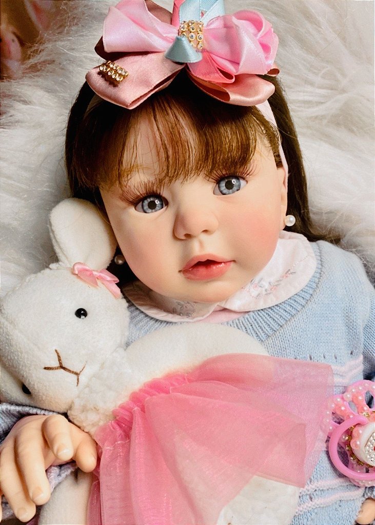 BEBÊ REBORN REALISTA CABELINHO FIO A FIO BELINHA TODA EM SILICONE