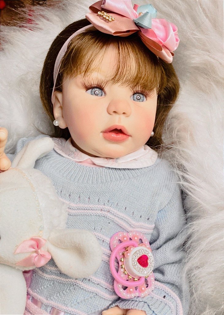 BEBÊ REBORN REALISTA CABELINHO FIO A FIO BELINHA TODA EM SILICONE