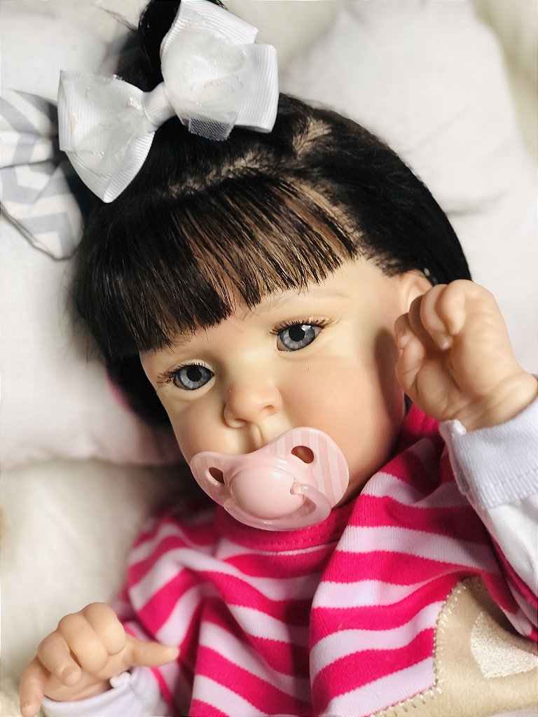 BEBÊ REBORN MENINA HIPER REALISTA CABELO FIO A FIO ADRIANNE TODA EM  SILICONE - Maternidade Mundo Baby Reborn