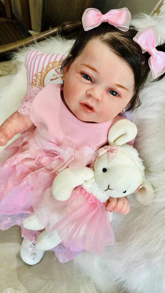 Boneca Bebê Reborn Silicone Menina Rosa - Saia De Gaze 100