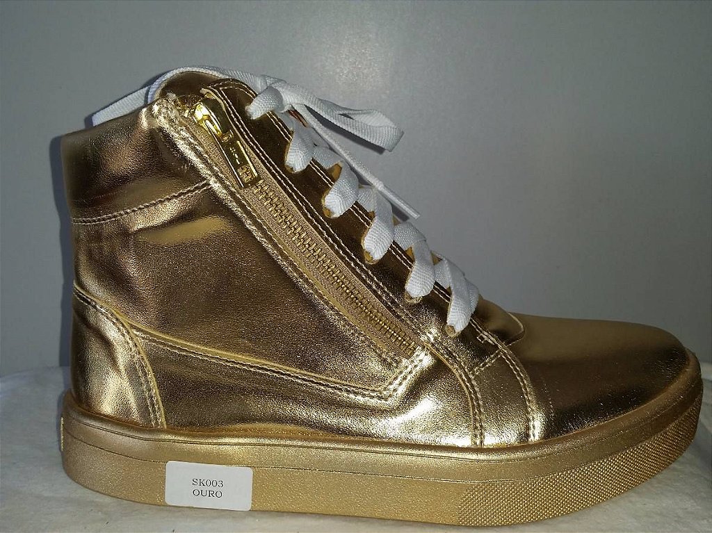 tenis botinha dourado