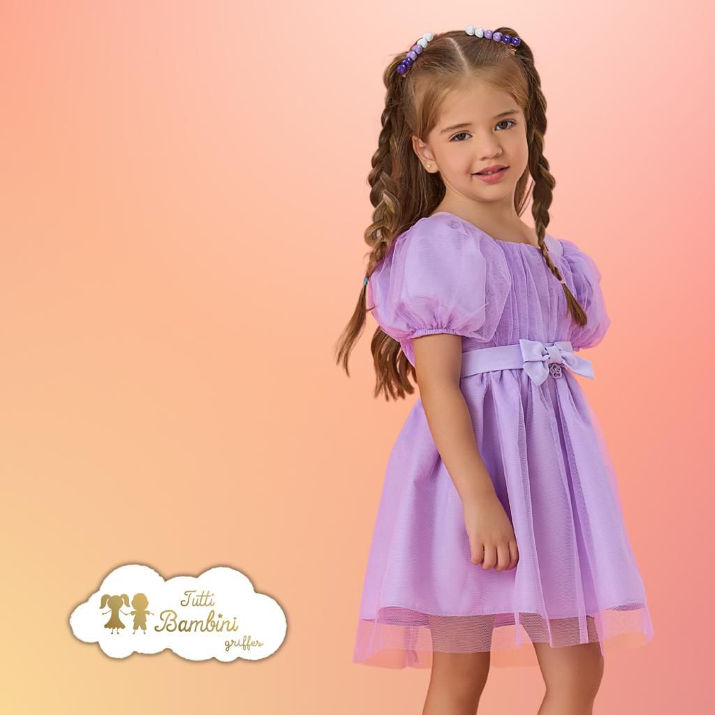 Vestido infantil, vestido lilás infantil festa,vestido tule