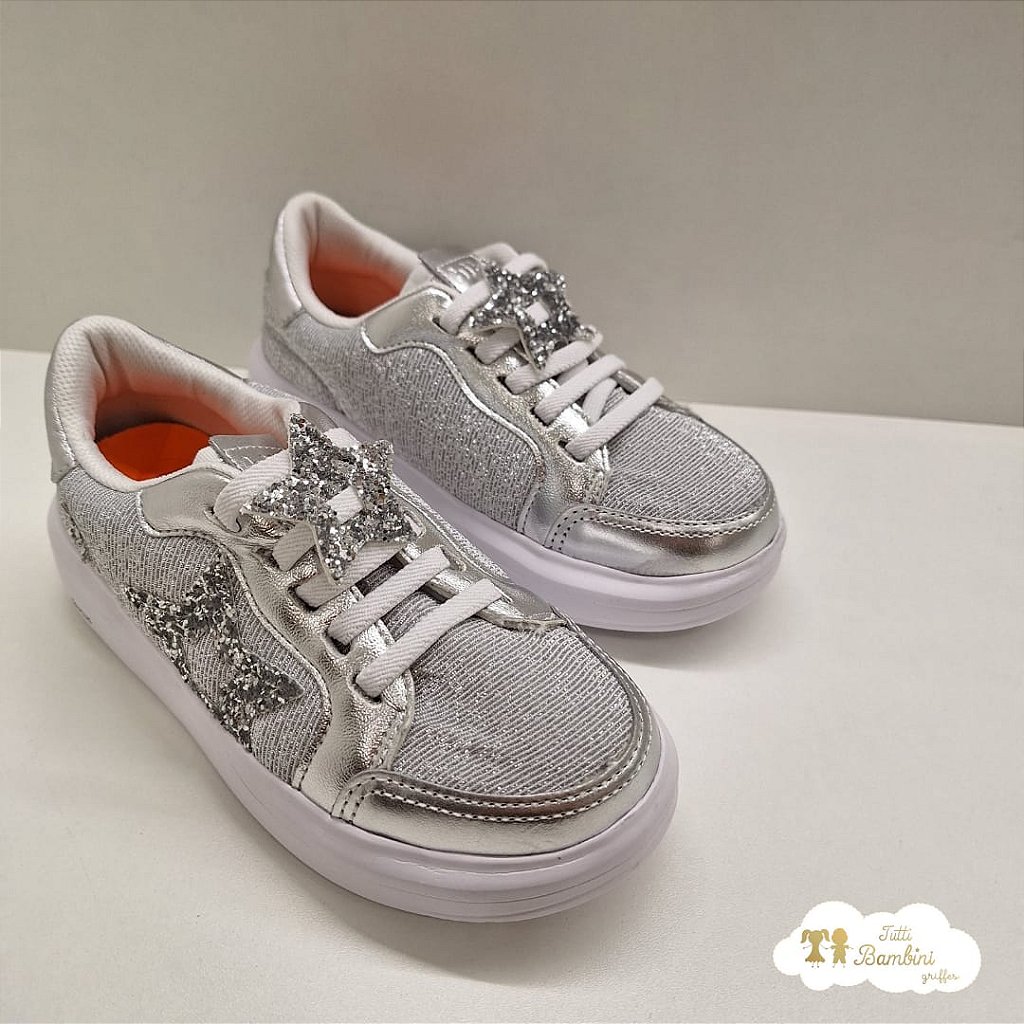 Tenis Bibi Glam Tecido Prata 531482/1109310 Tutti Bambini