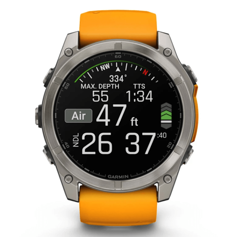 Relógio Garmin Fenix 8 AMOLED Titanium Sapphire Orange 51mm
