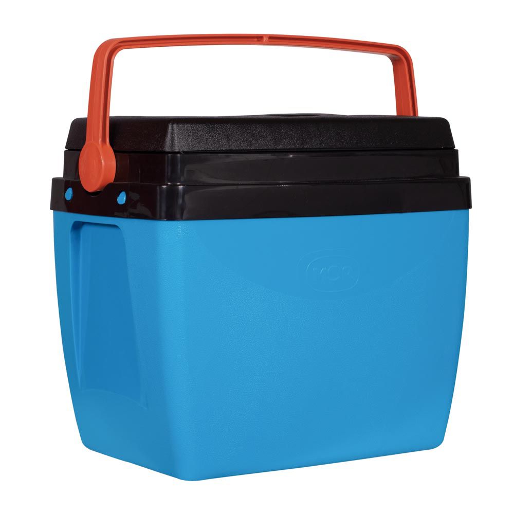 Caixa térmica 34L Azul com Laranja Mor 50 Latas Cooler Alça - Mec