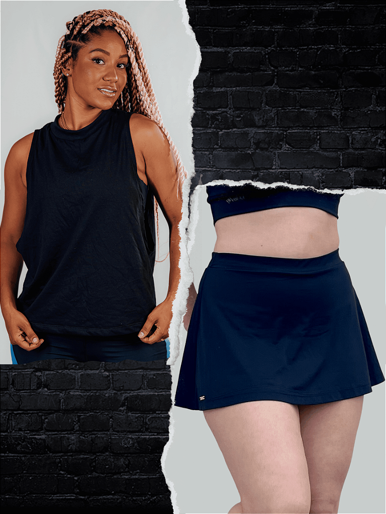 Blusa com sales saia preta