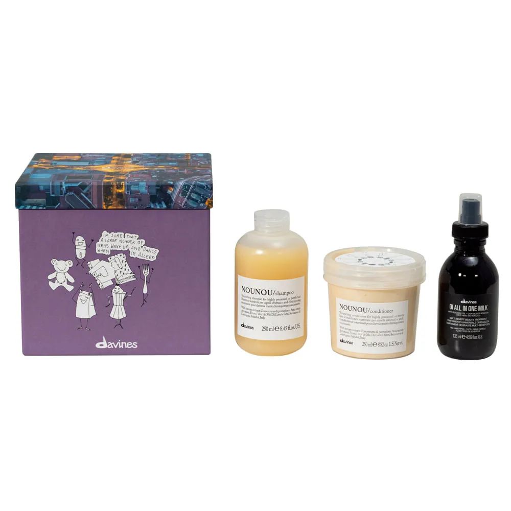 Kit Davines Nounou - Shampoo 250ml + Condicionador 250ml + Leave