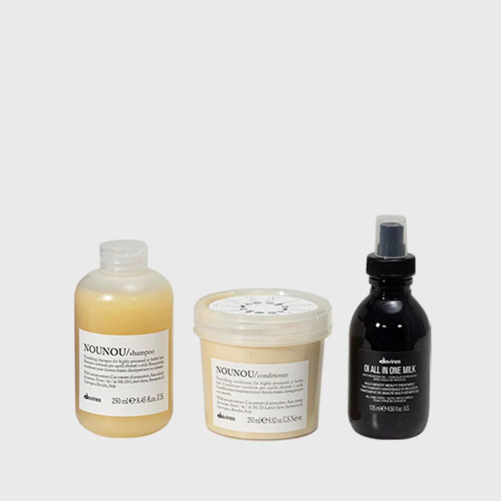 Kit Davines Nounou - Shampoo 250ml + Condicionador 250ml + Leave