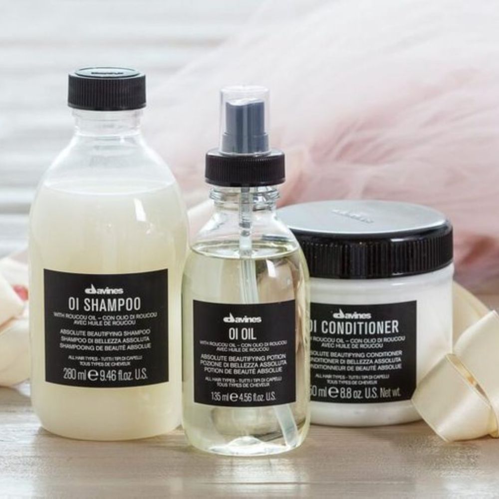 Kit Davines Oi - Shampoo 280ml + Condicionador 250ml + Óleo
