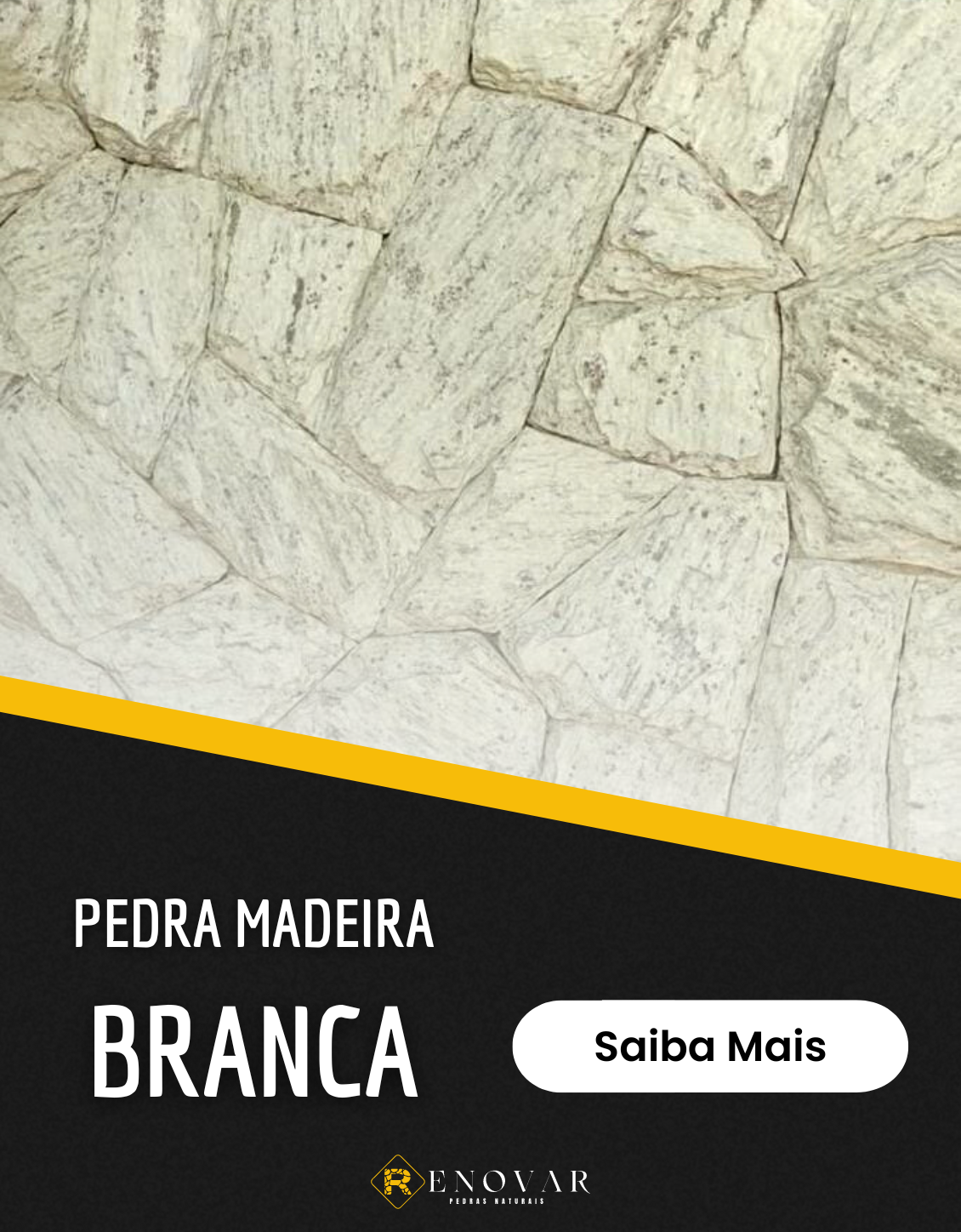 Filetão de pedra madeira branca 1m² - Global Pedras