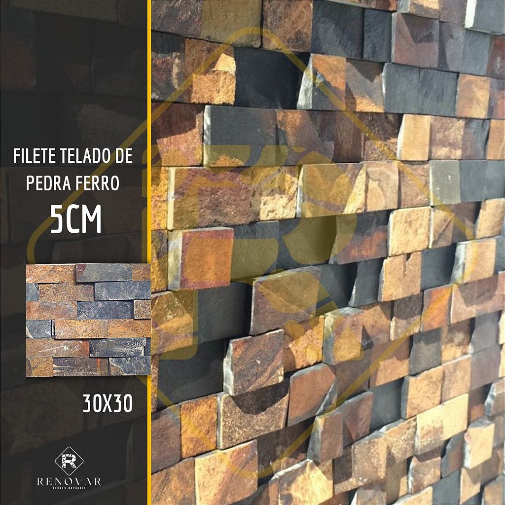 Filete de Pedra Ferro Tamanho 5cm Livres Pacote com 1m² - Global