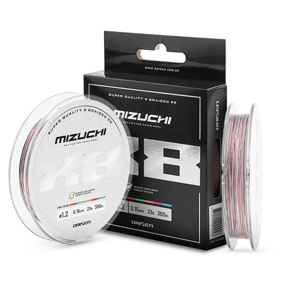 LINHA MULTIFILAMENTO 8X MIZUCHI MULTICOLOR PE 10 0,47 110LB 250MT