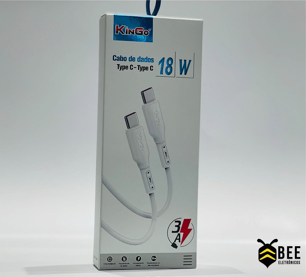 Cabo USB-C/USB-C 18w Kingo - Bee Eletrônicos