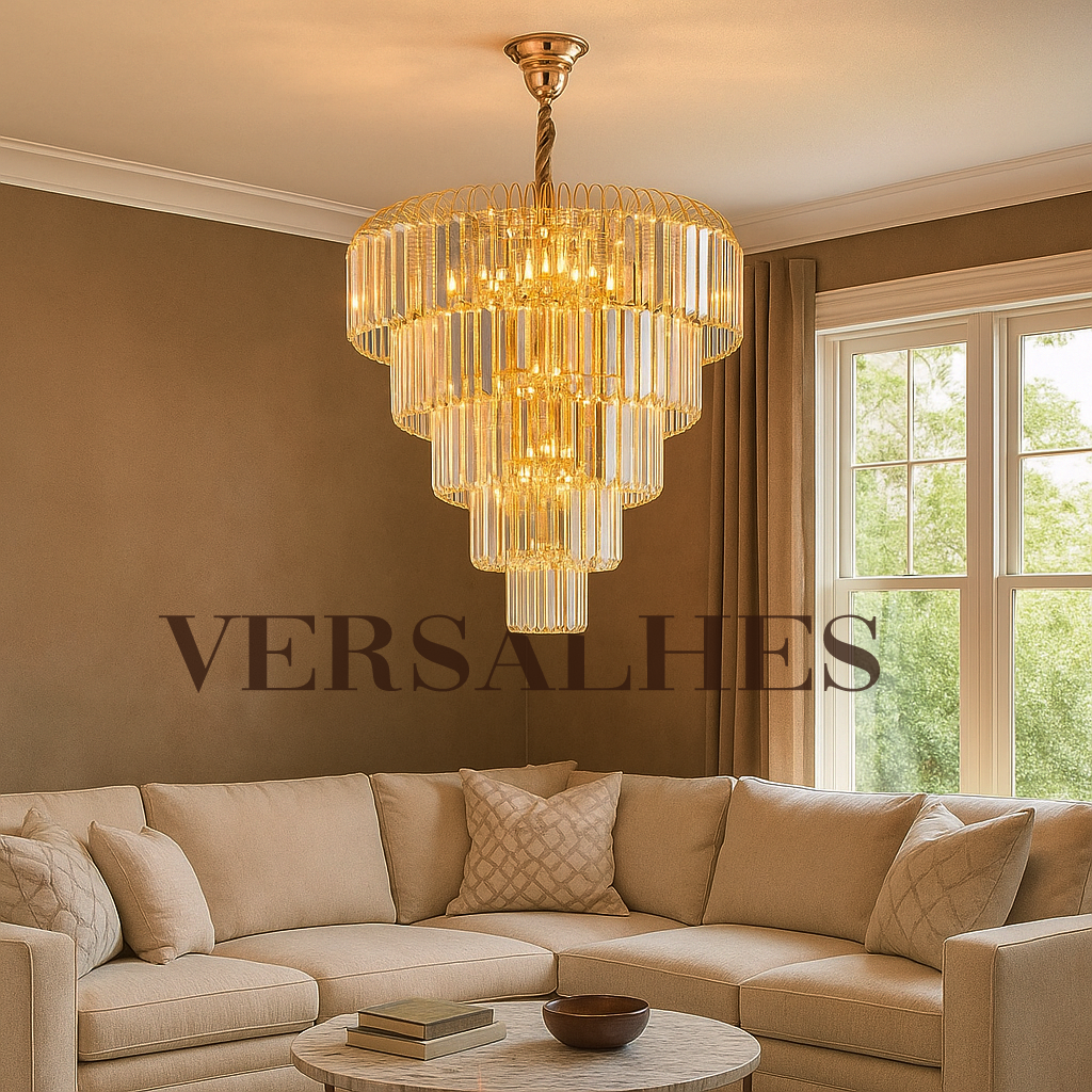 Lustre Versailles Cromado com Cristal Ø41x51cm 8xE14 – Hevvy SL