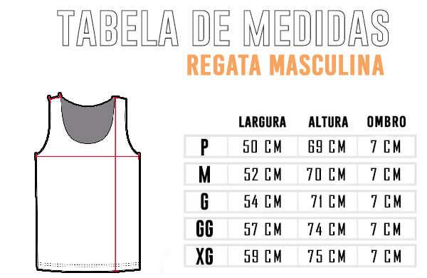 Tabela de medidas das regatas