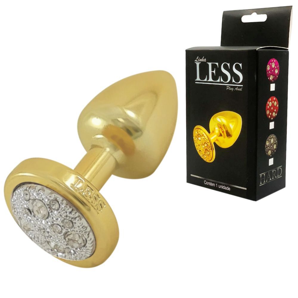 Plug Anal Dourado Médio Jóias Cravejado 6,7x3,5 CM Pedra Cromada - HARD -  Lust of Love