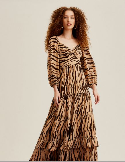 VESTIDO LARGO ESTAMPADO ANIMAL  Animal print dresses, Leopard