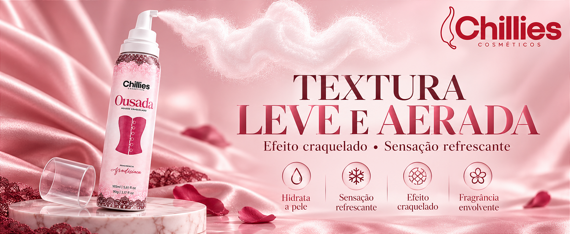 Mousse Craquelado Ousada Chillies 165ml Mousse Craquelado Ousada Chillies 165ml com textura leve e aerada